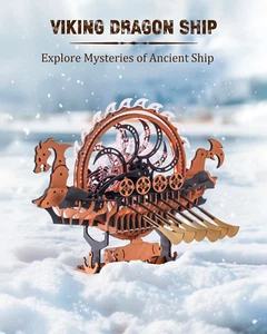 ROKR Dragon Boat Electric Mechanical 3D Wooden Puzzle Toys Games Teens Gift - Picture 1 of 9