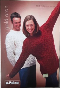 Original Patons Aran Adult Cable Tunic & Sweater 32"-50" Knitting Pattern 2440 - Picture 1 of 3