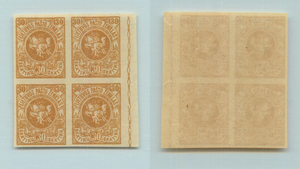 Lituania 🇱🇹 1919 SC 53 MNH bloque imperf de 4. g1458 Foto 1 de 1