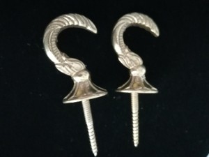 Vintage Curtain Hooks Tie Backs Brass Ornate Gold 