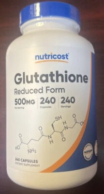 Nutricost Glutathione Capsules 500mg, 240 Capsules - Gluten Free, Non-GMO New - Image 1 of 3