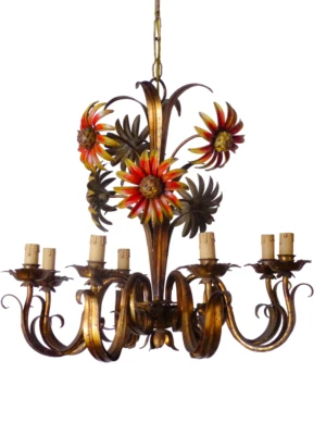 OMG Large Chandelier Ceiling 70's Sunflower Hollywood Regency Mid Century KOGL - Image 1 of 4