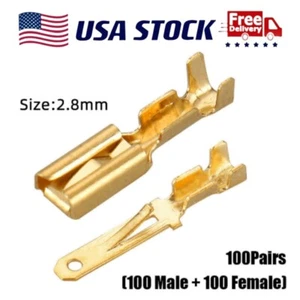 200 STCK. NICHT ISOLIERTE ELEKTRISCHE DRAHTKLEMME MESSING SPATEN CRIMP 2,8 MM STECKER - Bild 1 von 7