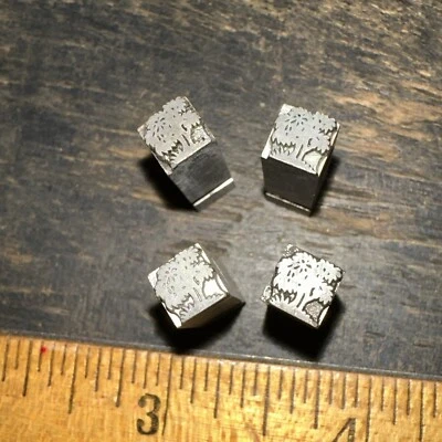 Print Blocks “ 4 Trees, Ornamental Borders “ Lead Blocks Dingbats - Image 1 of 4