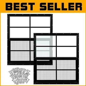 Durable Flush Mount Sliding Windows with Tempered Glass - 24'' x 27'' Set of 2 - Picture 1 of 9