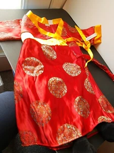 NEWBORN Halloween Costume RED/GOLD Asian Gown Chinese BABY Bunting NEW - Picture 1 of 11