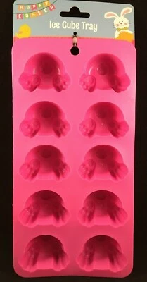 Culillas de conejito de Pascua - Bandeja para cubitos de hielo - Bandeja para 10 moldes - Feliz Pascua - Rosa Foto 1 de 4