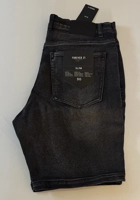 Pantalones cortos de jean negros para hombre 30 ajustados elásticos Foto 1 de 4