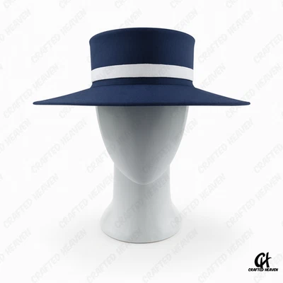 Женская широкополая шерстяная шляпа с белым ремешком в стиле Мелании Трамп - Изображение 1 из 4