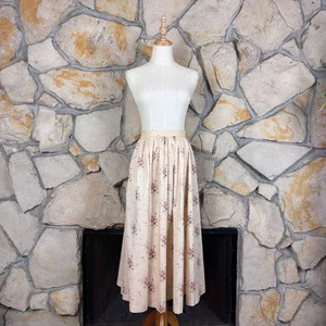 Ralph Lauren Blue Label c. 1980s Cotton Challis Skirt Cream Violet Bouquet | 8 - Picture 1 of 5