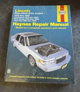 HAYNES Lincoln Rear Wheel Drive 1970-2010 Repair Manual 59010 - Bild 1 von 5