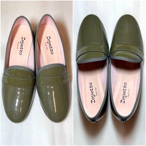 Auténticos zapatos de salón para mujer Repetto Elvis de cuero verde oliva EU37/US7  - Imagen 1 de 10
