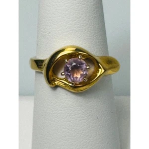 Vintage Ring Amethyst Violettquarz Gelbgold vergoldet Größe 7 - Bild 1 von 7