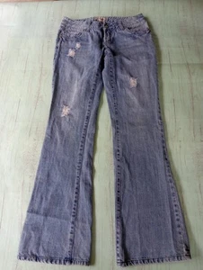 Jeans denim svasati Myth Of Jade donna Jr taglia 5 lavaggio medio vita bassa effetto invecchiato - Foto 1 di 11