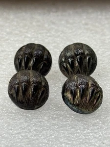 Antique Victorian 1930s Black Glass Bear Claw Paw Buttons - Picture 1 of 24