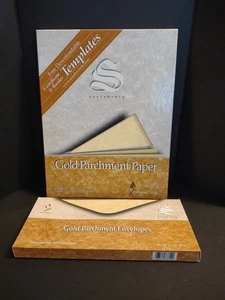 Southworth GOLD Parchment Paper &  Envelopes 24lb. 48 Shts & 17 Envlps Open Pkgs - Picture 1 of 11