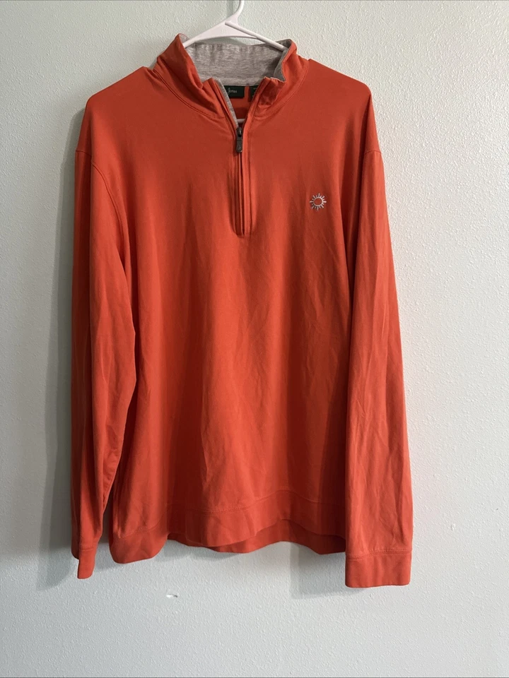Bobby Jones Pullover Quarter Zip Men's XL 93% Pima Cotton Orange Golf Sweater - Image 1 of 4