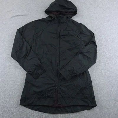 Chaqueta cortavientos larga con capucha ligera empaquetable negra grande Columbia para mujer Foto 1 de 4