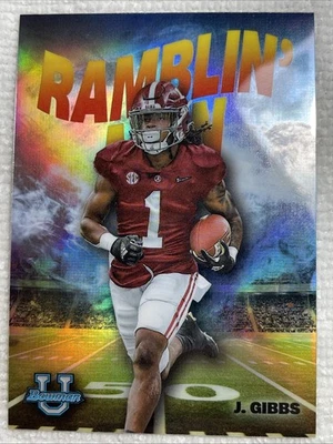 Jahmyr Gibbs 2022 Bowman U Chrome Ramblin' Man Insert #RM-5 Alabama Crimson Tide - Image 1 of 2