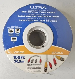 CCTV Cable Security Camera BNC DC Power Video DVR Cable - 100ft - Picture 1 of 3