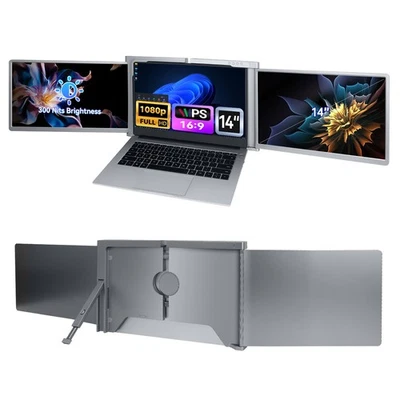 Laptop Screen Extender, 14" FHD 1080P IPS Triple Screen Laptop Monitor Extender - Image 1 of 4