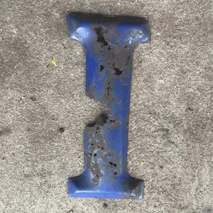 Vintage Porzellan Buchstabe "I" Golf 10" Tankstellenschild Festzelt blau 50er Metall - Bild 1 von 6