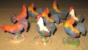 8er SET MINI HAHN FIGUREN Resin Hühner Regal - Bild 1 von 1