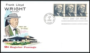 1966 Frank Lloyd Wright architect 2c Sc 1280 FDC with classic Fluegel cachet UA - Picture 1 of 1