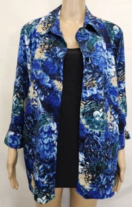 GEORGE Blouse Size 3XL (22/24W) Blue, Beige Floral Black Front Attached Top - Picture 1 of 15