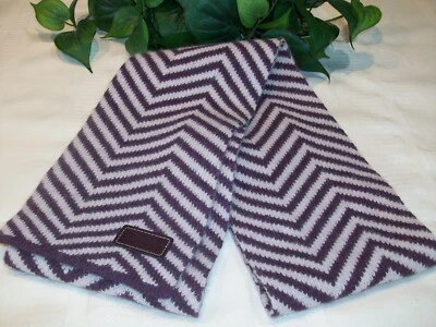 Coach Wool Herringbone Chevron Muffler Scarf Aubergine Eggplant Berry Winter - Image 1 of 4