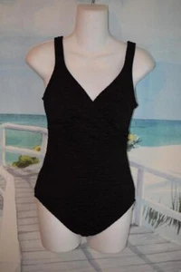 CROSSOVER JUST MY SIZE CHLORINE RESISTANT SWIMSUIT 18W 22W WATER AEROBICS BLACK - Picture 1 of 10