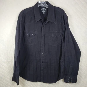 Jack Daniels Shirt Men's XL Black Western Logo Pearl Snaps Long Sleeve Pockets - Picture 1 of 9