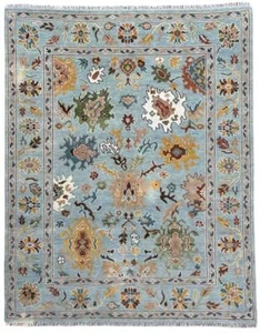 Blue Exquisite Turkish Oushak Hand Knotted Rug 4x6 5x8 6x9 8x10 9x12 10x14 Feet. - Picture 1 of 10