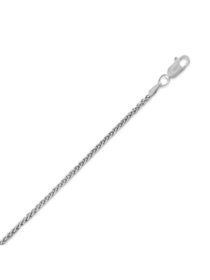 French Wheat Chain Necklace 1.8mm Antique Finish Sterling Silver Made in the USA Foto 1 de 1