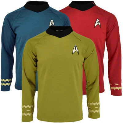 The Original Series Captain Kirk Gold Shirts TOS Spock Blue Red Uniforms Costume - Image 1 of 4