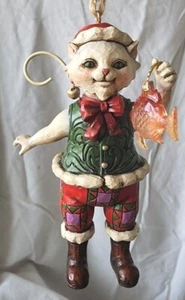 2012 Jim Shore "Cat with Fish" Hanging Christmas Ornament  - Picture 1 of 4