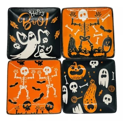 Happy Boo Juego de 4 Platos de Aperitivo 5x5” Por Blue Sky ELI+ANA Cerámica Halloween Foto 1 de 4