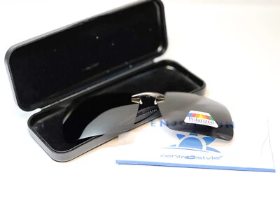 1 Tenda Clip da Sole per Occhiali in Metallo Grigio Polarizzante Ritagliabile Nuova - Immagine 1 di 4