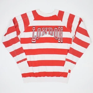 Sudadera vintage para hombre grande de Londres a rayas crew hecha en EE. UU. - Imagen 1 de 6