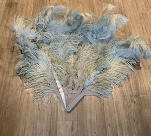 Splendido ventaglio in piuma di struzzo burlesque verde come nuovo - Foto 1 di 6