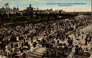 Surf Avenue von Coney Island nach Brighton Beach, New York Postkarte A1 - Bild 1 von 2