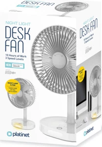 Platinet Table Desk Fan w LED Lighting Powerful 3000mAh Battery 3 Speed Portable - Picture 1 of 8