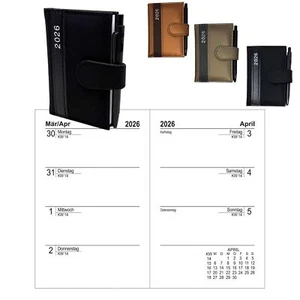 Kalender 2026 klein A7 Taschenkalender Terminkalender Notizbuch Kugelschreiber - Bild 1 von 5