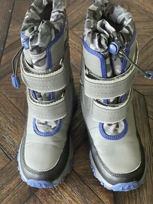 Детские зимние ботинки EUC Lands' End серые/синие размер 1 М - Изображение 1 из 4