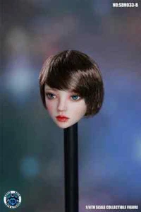 SUPER DUCK 1/6 Head Model Brown Short Hair For 12 '' Female Figure Body - Picture 1 of 4