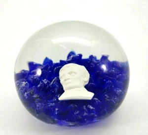 Vintage St Clair 1971 Glass Paperweight Abe Abraham Lincoln Sulfide Bust 482 - Picture 1 of 12