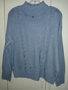 STEVE MADDEN LADIES LS BLUE KNIT PULLOVER SWEATER-L-WORN ONCE-100% ACRYLIC-L - Picture 1 of 3