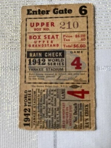 1942 WORLD SERIES Game 4 TICKET YANKEES/St. Louis CARDINALS - MUSIAL & DIMAGGIO - Picture 1 of 2