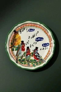 Anthropologie Nathalie Lete 12 Days of Christmas Plate Four Calling Birds NEW - Picture 1 of 3