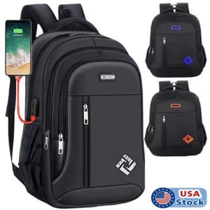 Waterproof Oxford Laptop Backpack Travel Business Shool Book Bag with USB Port - Picture 1 of 16